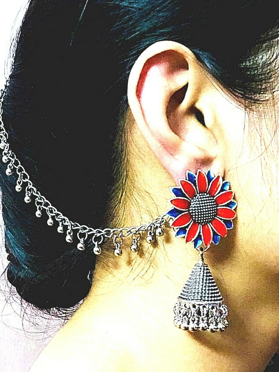 Indian SilverPlated Oxidized Latest Design Jumka Jumki Earring Women Fashion new