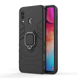 OO LALA JI-D5 Stand Poly Carbonate | Black Back Cover For Samsung Galaxy M01