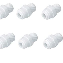 PANISTHA 6 Pieces RO Outer Pre Filter Straight Connector 1/4" Size Tube(Small Size Pipe) x 1/4" Male Thread(Normal Size)