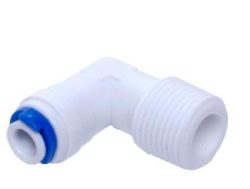 Vstec Plastic RO Pump 3/8 Male Elbow Connector 3/8-3/8 Thread for RO Water Filter Purifiers 3/8 Tube (Standard Size, White) -Set of 4 Pieces