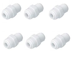 6 Pieces RO Outer Pre Filter Straight Connector 1/4" Size Tube(Small Size Pipe) x 1/4" Male Thread(Normal Size)
