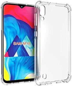 Samsung Galaxy A10 Transparent (Drop Protection) with Anti Dust Plugs Shockproof Slim Back Cover Case