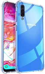 Samsung Galaxy A70 Transparent (Drop Protection) with Anti Dust Plugs Shockproof Slim Back Cover Case - Image 2