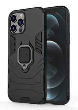 OO LALA JI-D5 Stand Poly Carbonate | Black Back Cover For IPHONE 12 PRO MAX