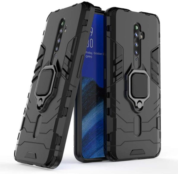 OO LALA JI-D5 Stand Poly Carbonate | Black Back Cover For OPPO RENO 2F - Image 2