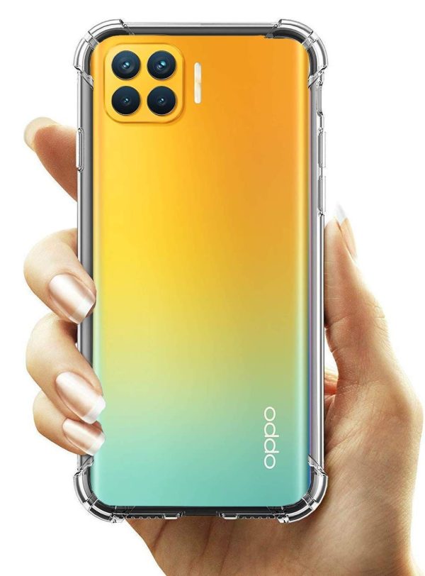Vstec OO LALA JI Drop Tested Shock Proof Slim Mobile Cover (Soft & Flexible Shockproof Back Case with Cushioned Edges) for Oppo F17 Pro (Transparent)