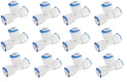Vstec 12 Pieces RO Three Way Push Tee Union Connector Suited for All Type of RO Models-1/4", White