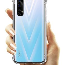 Vstec OO LALA JI Drop Tested Shock Proof Slim Mobile Cover (Soft & Flexible Shockproof Back Case with Cushioned Edges) for Realme 7 / Narzo 20 Pro (Transparent)