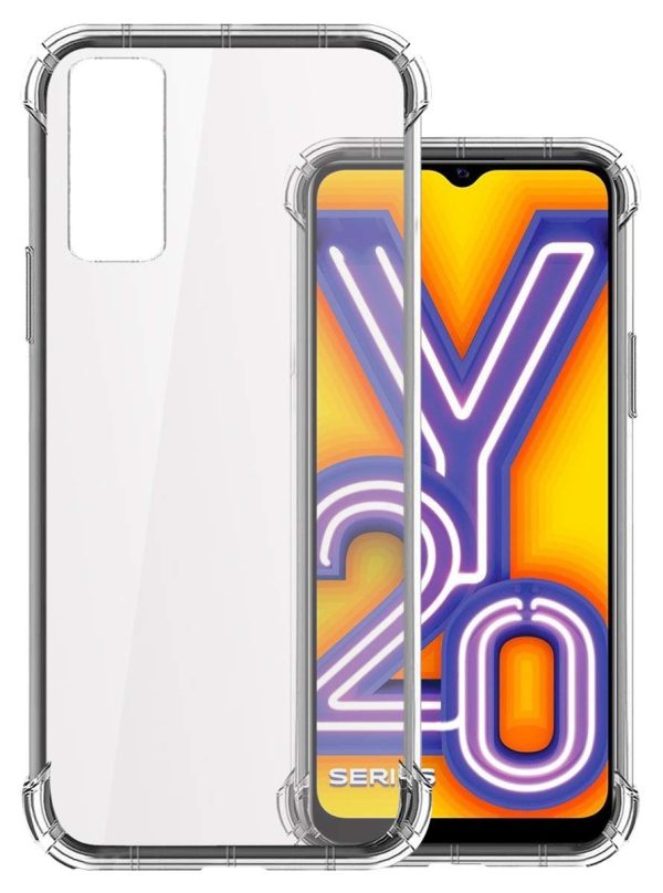 Vstec OO LALA JI Drop Tested Shock Proof Slim Mobile Cover (Soft & Flexible Shockproof Back Case with Cushioned Edges) for Vivo Y20 / Vivo Y20i (Transparent)
