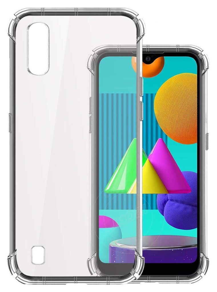 Vstec OO LALA JI Drop Tested Shock Proof Slim Mobile Cover (Soft & Flexible Shockproof Back Case with Cushioned Edges) for Samsung Galaxy M01 (Transparent)