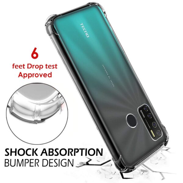 Vstec OO LALA JI Drop Tested Shock Proof Slim Mobile Cover (Soft & Flexible Shockproof Back Case with Cushioned Edges) for Tecno Spark 5 (Transparent)