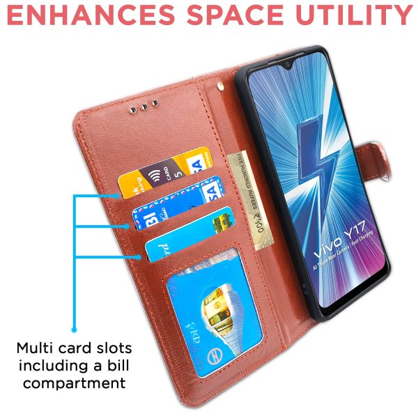 OO LALA JI Leather Magnetic Vintage Flip Wallet Case Cover for Vivo Y20 - Image 4
