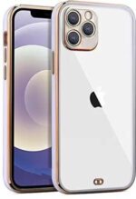 OO LALA JI - Crystal Transparent Cover Shockproof Protective Bumper Shell with Electroplated Mirror Edge for Apple iPhone 13 Pro