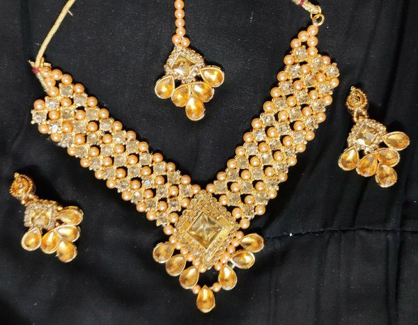 Indian Fashion Jewelry Bollywood Bridal Party Kundan Set Necklace Earrings Tikka