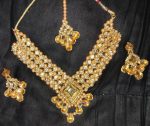 Indian Fashion Jewelry Bollywood Bridal Party Kundan Set Necklace Earrings Tikka