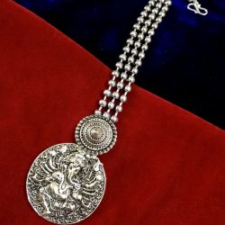 Lord Ganesh Silver Plated Bollywood Oxidized Metal Maang Tikka Forehead Tikka