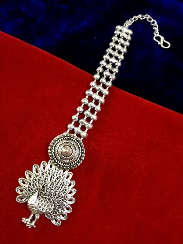 Oxidized Metal Silver Plated Latest Maang Tikka for Girls and Women