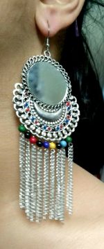 Antique Indian Tribal Oxidized Jhumki Mughal Jhumka Silver Plated Bollywood