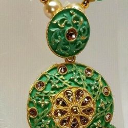 Multi Dark Color Indian Long Necklace Set Gold Plated Bridal Pearl Mala Set - D1