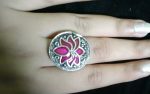 Bollywood Magenta Oxidized Silver Plated Adjustable Ring Fashion Jewelry women