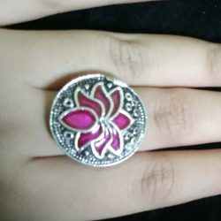 Bollywood Magenta Oxidized Silver Plated Adjustable Ring Fashion Jewelry women