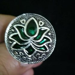 Bollywood Green Oxidized Silver Plated Adjustable Ring Fashion Jewelry women