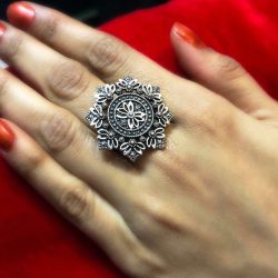 Nice Looking Oxidized Silver Plated Adjustable Ring Fashion Jewelry women