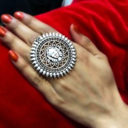 Bollywood Oxidized Silver Plated Adjustable Ring Fashion Jewelry women R3