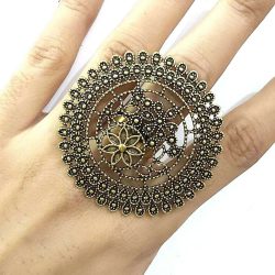 Big Size Bollywood Oxidized Golden Plated Adjustable Ring Jewelry women