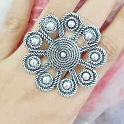 Bollywood Oxidized Silver Plated Adjustable Ring Jewelry women Free Size