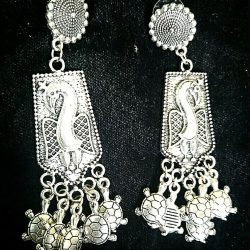 Oxidized Indian Kashmir Earrings Mughal Jhumka German silver Plated Bollywood