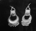Antique Indian Kashmir earrings Mughal Jhumka Silver Plated Oxidized Bollywood