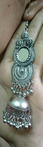 Bollywood Antique Indian Kashmir Jhumki Mughal Jhumka Silver Plated Oxidized