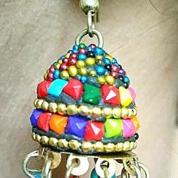 Fashion Jewelry Indian Oxidized Jhumka Silver Bohemia Gift Colored Bead Earrings