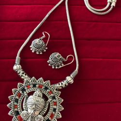 Bollywood Indian Traditional Silver Plated Oxidized Necklace Afghani RNDRDBL-N1