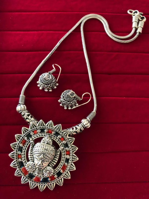 Bollywood Indian Traditional Silver Plated Oxidized Necklace Afghani RNDRDBL-N1