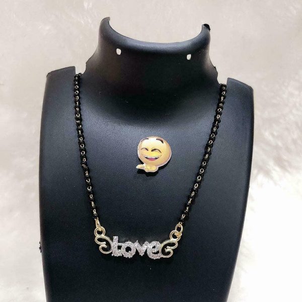 With Pendant Love Women Chain Necklace Black Golden Jewelry Gift Light Weight