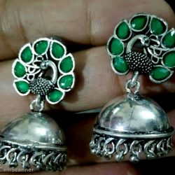 Bollywood Oxidized Silver Plated Stone Big Stud Earrings Jewelry for women