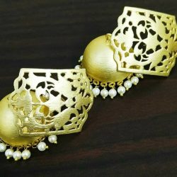 Pearl Designer Gold Plated Oxidized Jhumki Earrings Drop / Dongle Party Wedding
