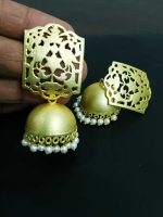 Pearl Designer Gold Plated Oxidized Jhumki Earrings Drop / Dongle Party Wedding