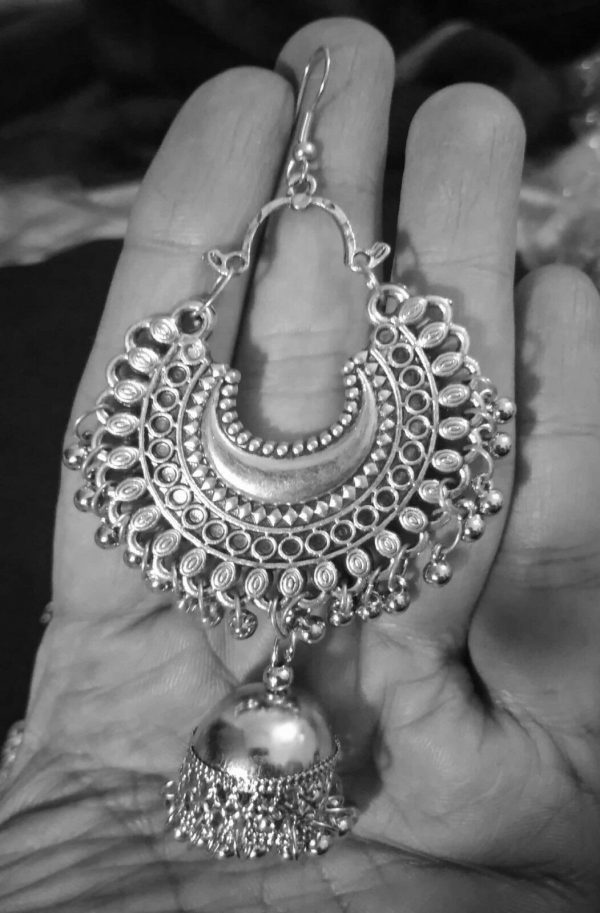 Traditional Indian Bollywood Boho Afgani Tribal Silver Plated Oxidized Earrings