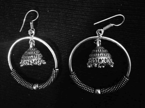 Indian Big Size Round German Silver Plated Oxidized Bollywood Earrings