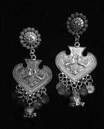 Indian Lord Ganesha German Silver Plated Oxidized Bollywood Traditional Earrings
