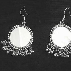 Indian Mirro Earrings German Silver Plated Oxidized Bollywood Traditional