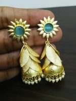 Cubic Zircon Stone Bollywood Golden Plated Oxidized Jhumki Earrings Wedding