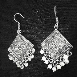 Pearl Style Indian Earrings antique Silver Plated Oxidized Bollywood Traditional