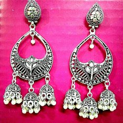 Jhumka Earrings Oxidized Silver Plated Kuchi Tribal Gypsy Boho Fashion Jewelry