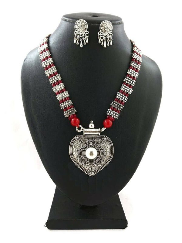 Bollywood Indian Traditional Ethnic Silver Oxidized Plated Necklace Mughal R1