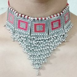 Boho Necklace Tribal Vintage Red Gypsy Kuchi Ethnic Statement Fashion Jewelry
