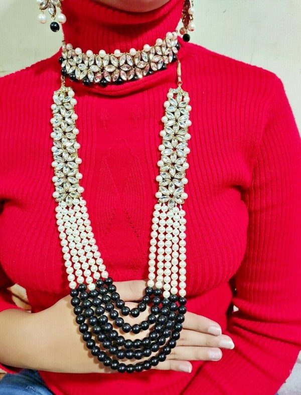 Indian Pakistani Kundan Pearl Rani Haar Necklace Set For Women Fashion Jewelry